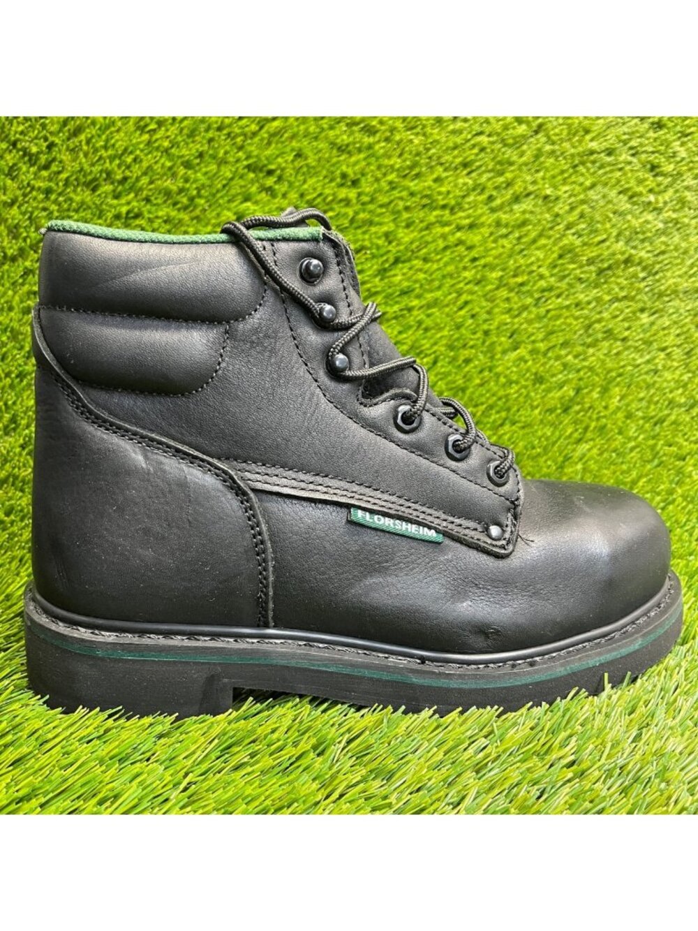 Florsheim Utility 6" Mens Size 8.5E Black Leather Steel Toe Safety Work Boots